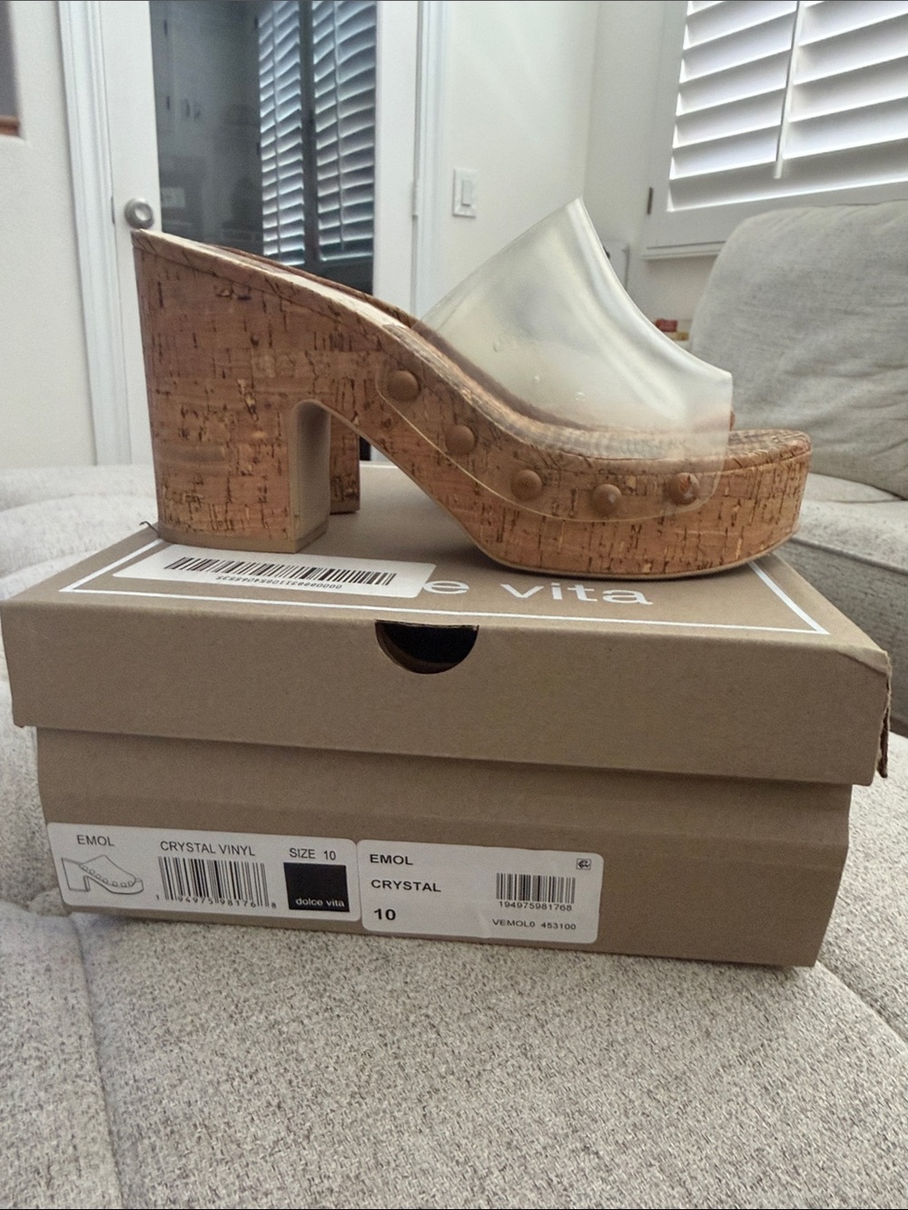 Dolce Vita Clear Vinyl Cork Platform Mules